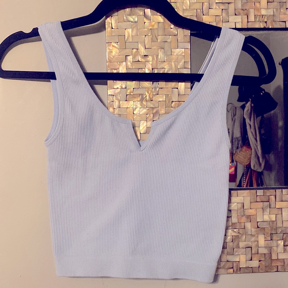 babyblue crop ribbed tank // SZ S